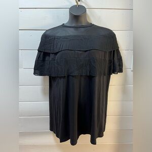 L.B.P.Y FASHION FOR LIFE – Black Mesh & Ruffle Tunic (Estimated Size L/XL)
